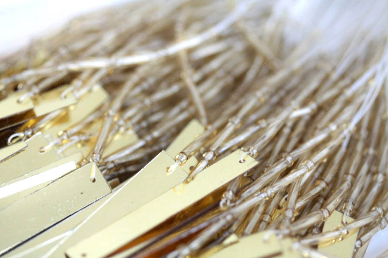 SALE Стеклярус Lt. Gold + паєтка Gold паличка 7х38мм